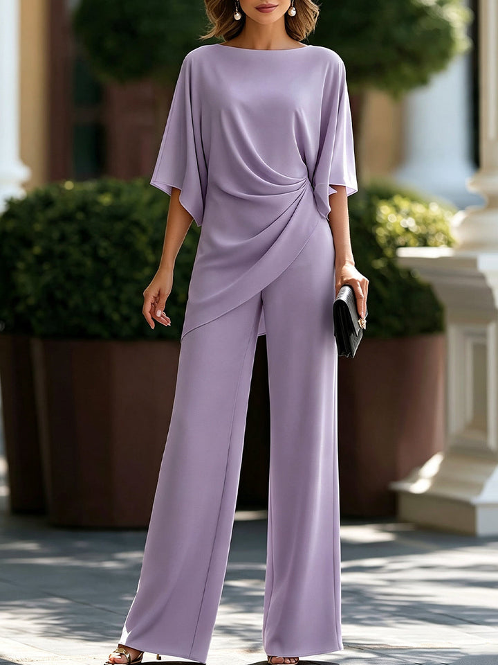 Gabriella | Completo con Blusa Drappeggiata e Pantalone Ampio