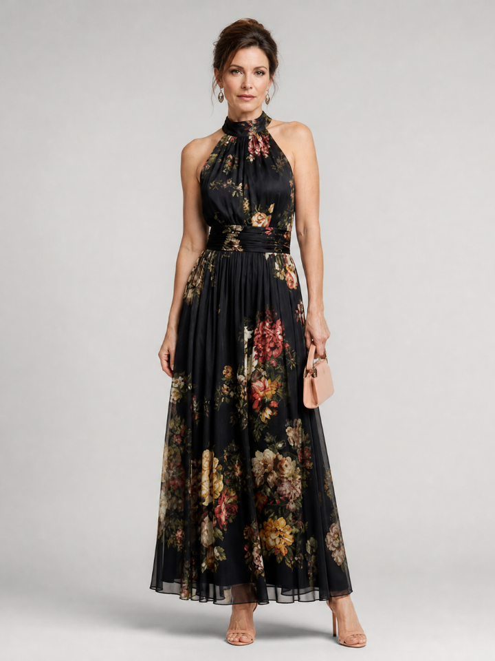 Sior™ Vestito Midi con Collo All'Americana a Fiori