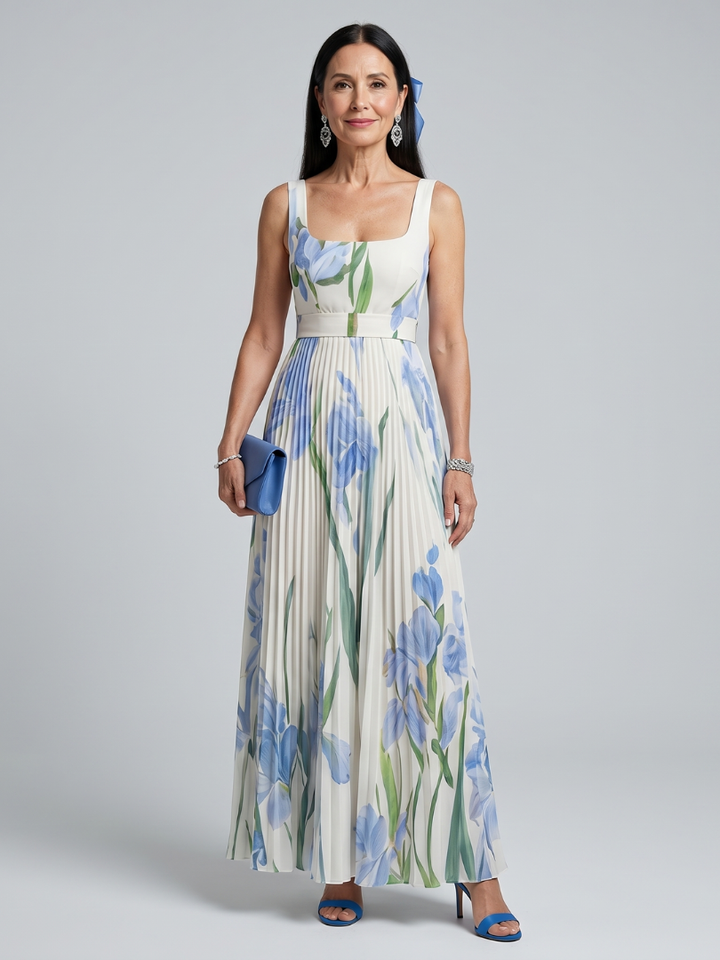 Abito Midi Senza Maniche con Scollo Quadrato e Stampa Floreale Ophelia™