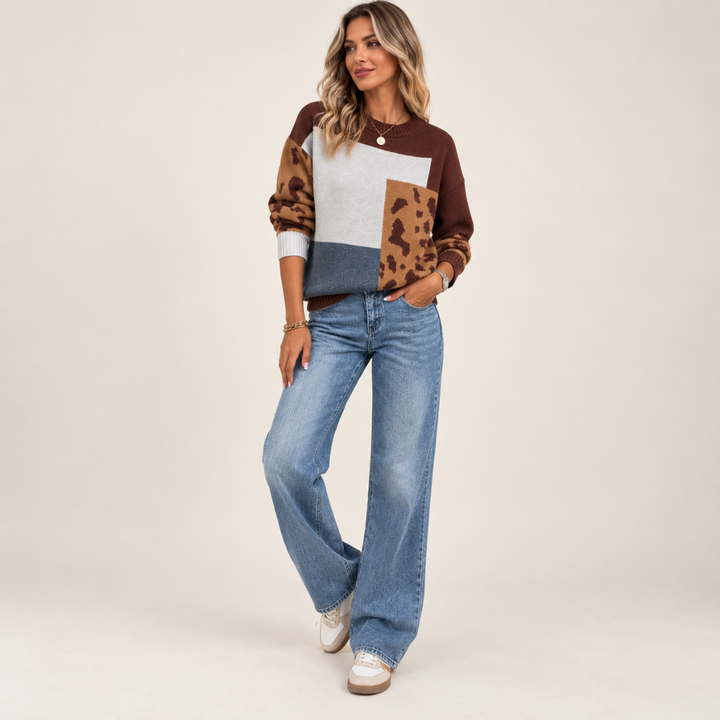 Le clair |  Suéter vintage leopardo patchwork