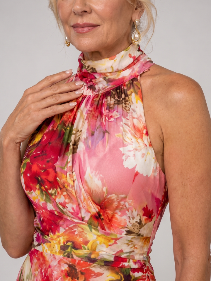 Elisabetta™ Abito Maxi con Scollo All'Americana e Stampa Floreale