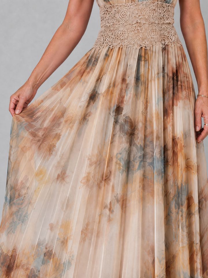 Elavenue™ Abito Maxi con Scollo All'Americana e Vita in Pizzo