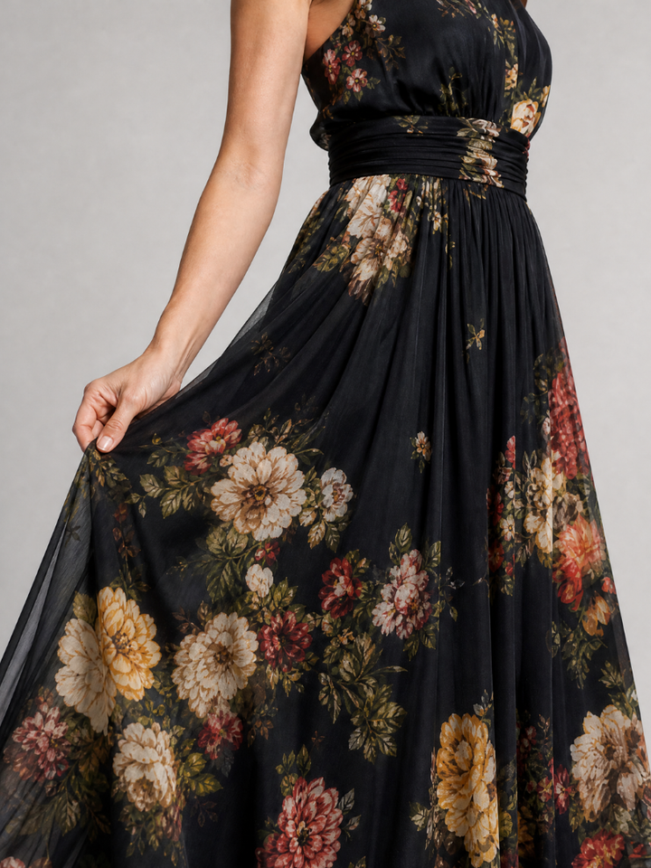 Sior™ Vestito Midi con Collo All'Americana a Fiori