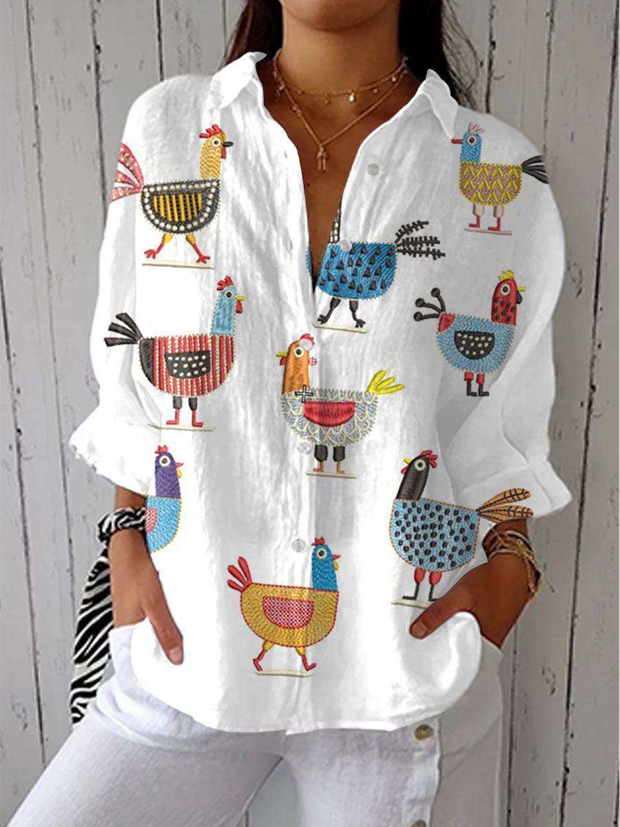 Ingrid | Blusa Giocosa con Galline