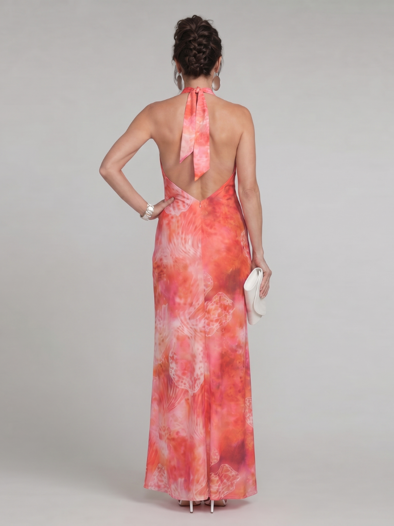 Coraline™ Abito Maxi con Scollo All'Americana e Motivo Stampato