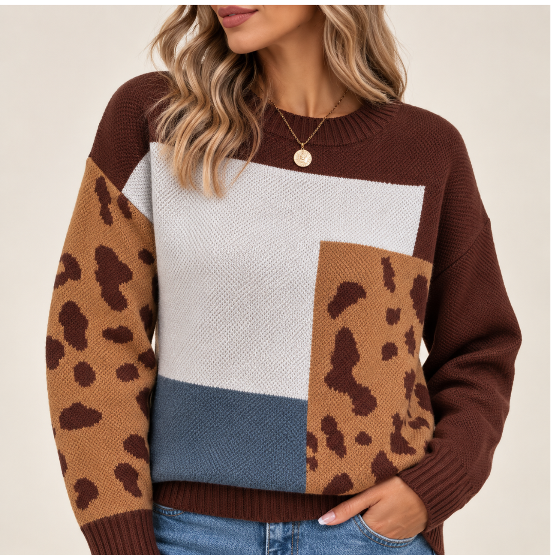 Le clair |  Suéter vintage leopardo patchwork
