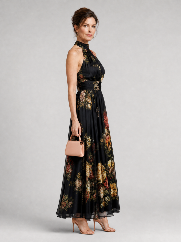 Sior™ Vestito Midi con Collo All'Americana a Fiori