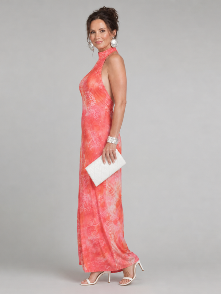 Coraline™ Abito Maxi con Scollo All'Americana e Motivo Stampato