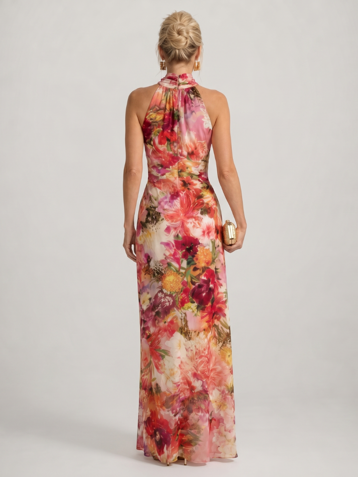 Elisabetta™ Abito Maxi con Scollo All'Americana e Stampa Floreale
