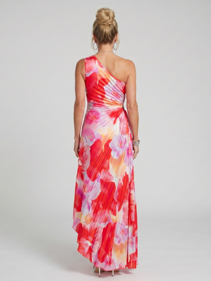 Taya™ Abito Midi con Corpino Plissettato a Spalla Unica
