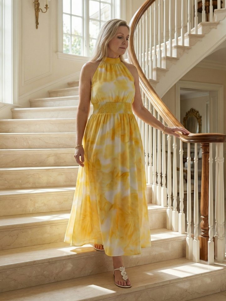 Abito Midi con Collo All'Americana Sylin™