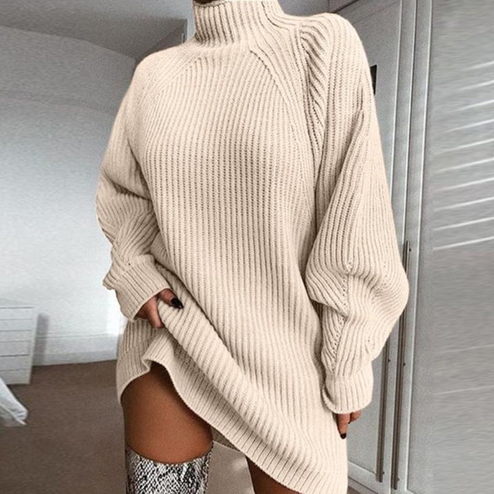 Abito Maglione con Collo Alto e Maniche Raglan