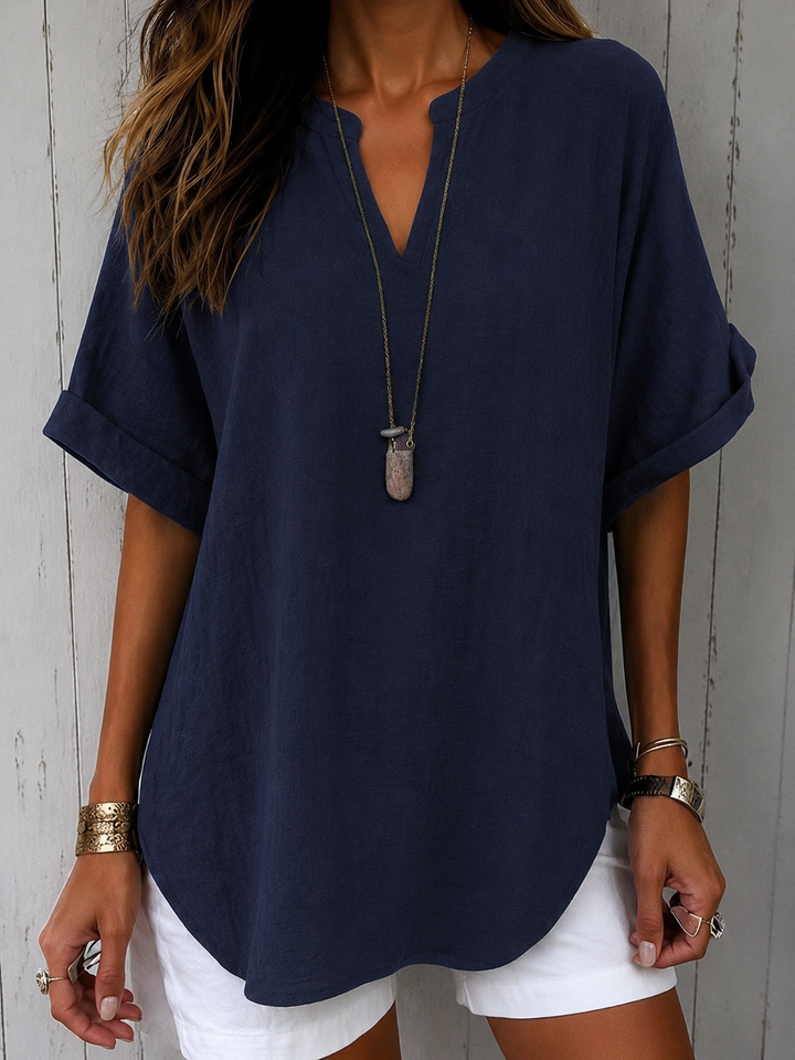 Emma™ – Blusa Casual Semplice a Manica Corta