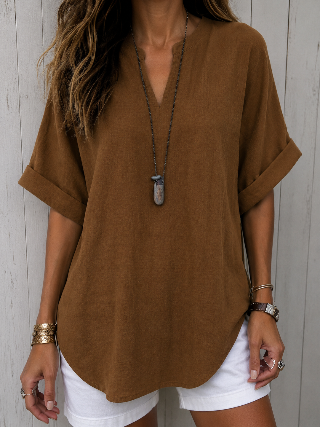 Emma™ – Blusa Casual Semplice a Manica Corta