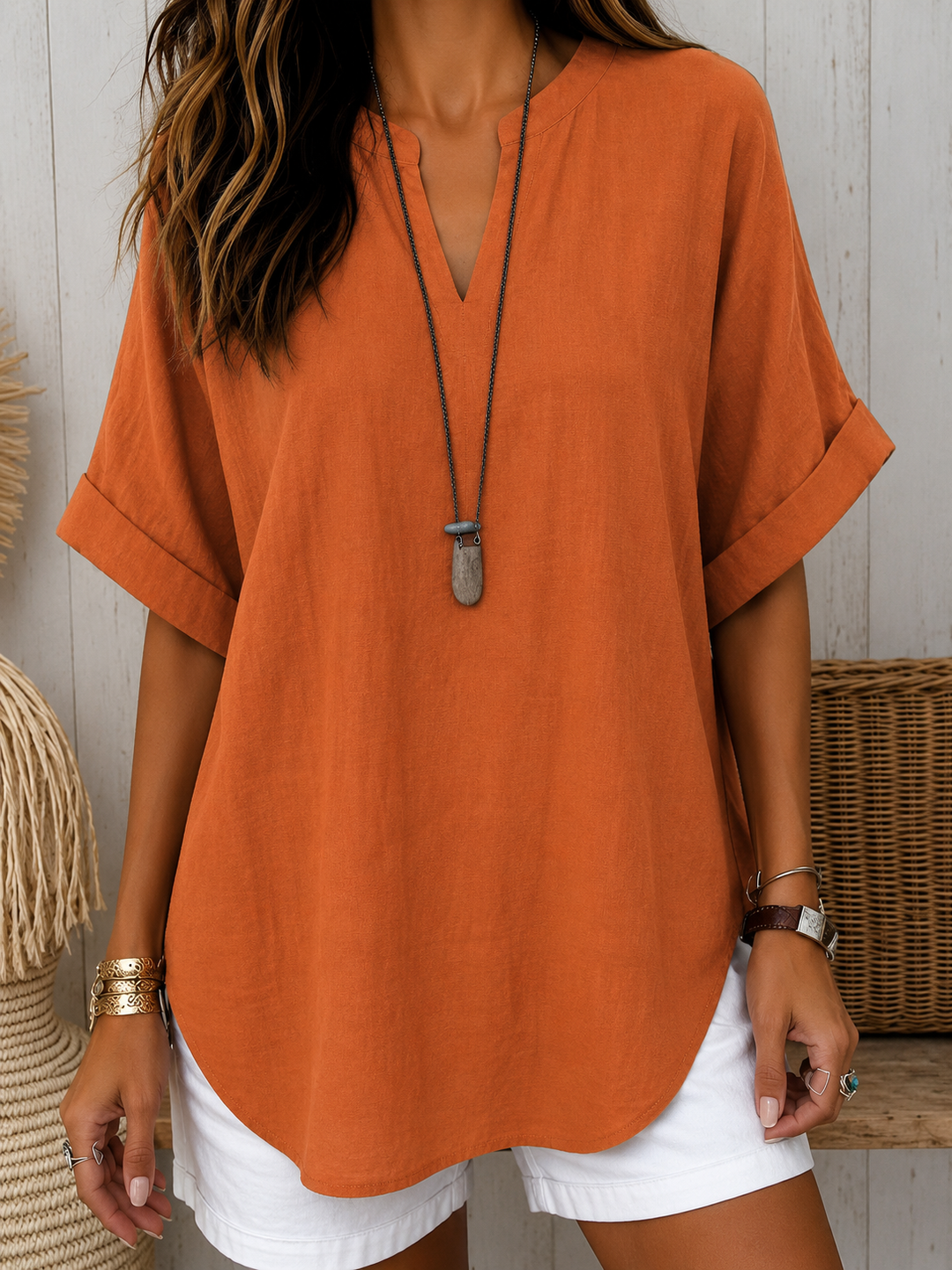 Emma™ – Blusa Casual Semplice a Manica Corta