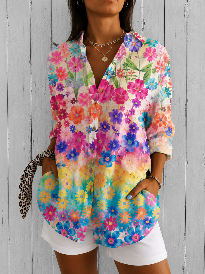 Valeria | Blusa Button-Up Artistica e Vivace