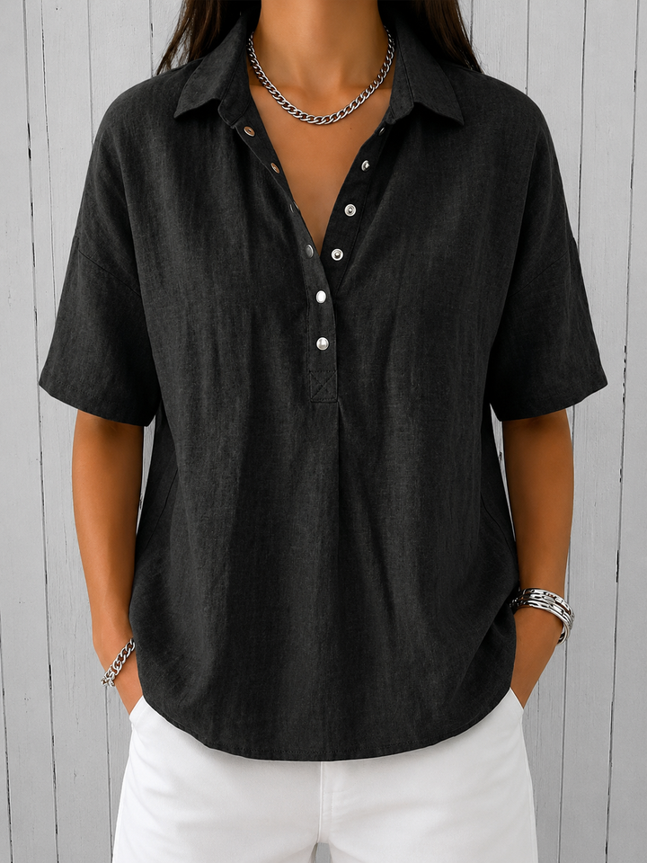 Ava | Blusa con Collo e Dettagli a Bottone