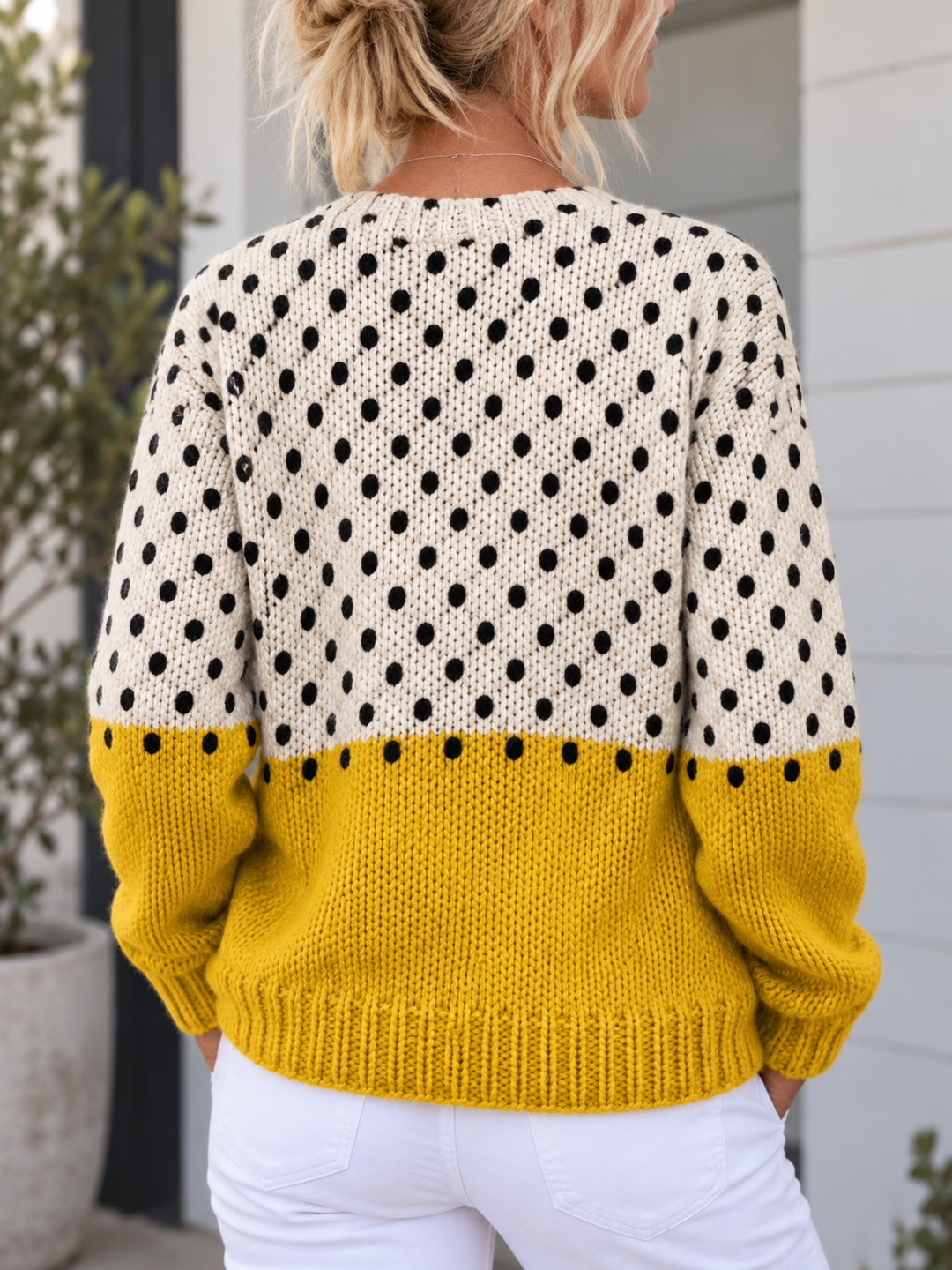 Maude | Cardigan giallo con stampa a pois e bottoni