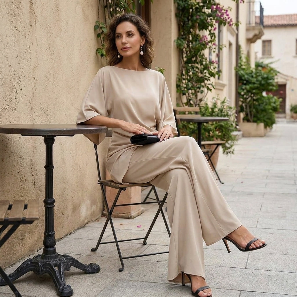 Gabriella | Completo con Blusa Drappeggiata e Pantalone Ampio
