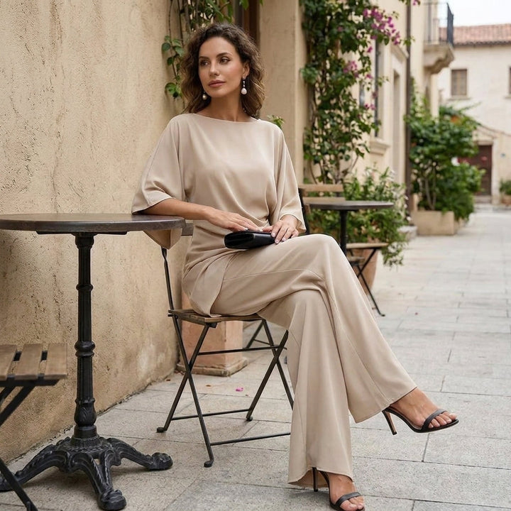 Gabriella | Completo con Blusa Drappeggiata e Pantalone Ampio