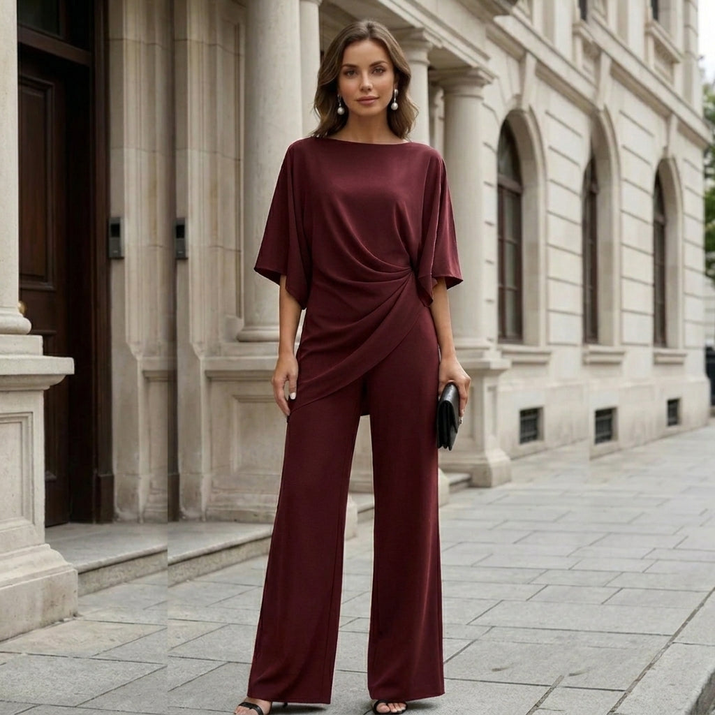 Gabriella | Completo con Blusa Drappeggiata e Pantalone Ampio