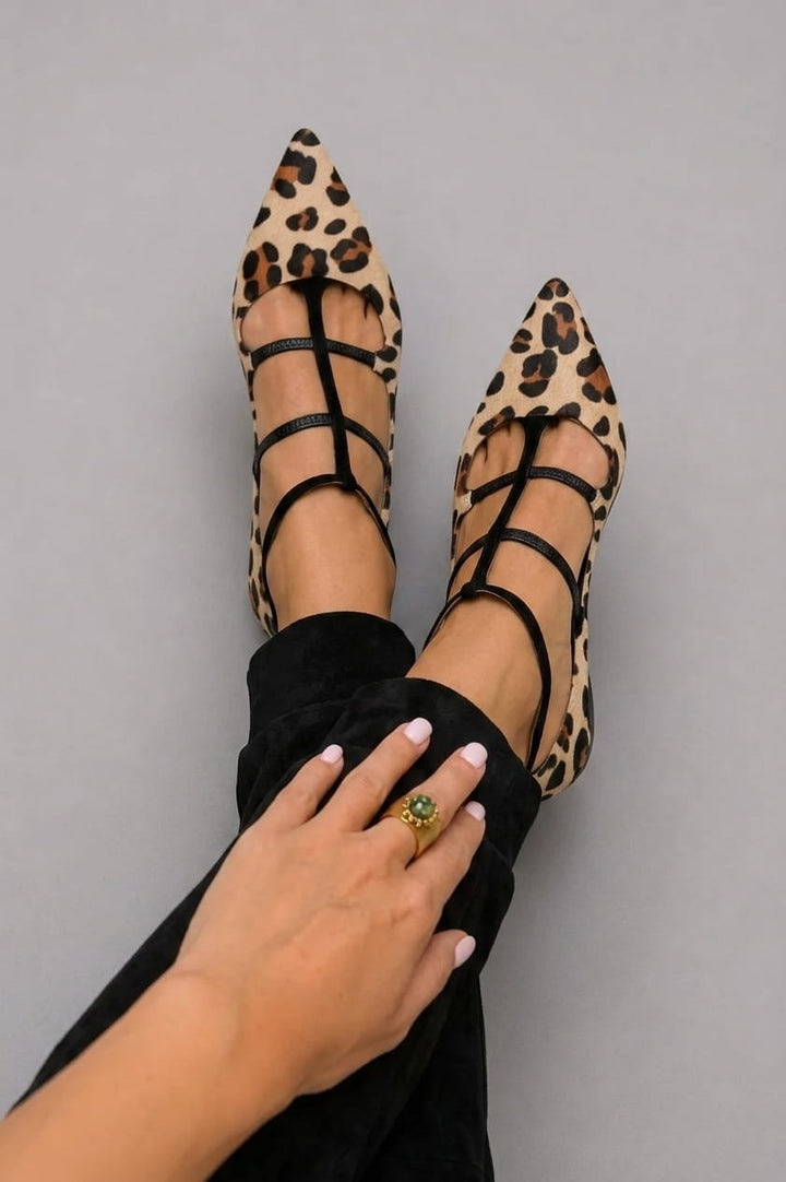Bridget - Scarpe con tacco e cinturino leopardato