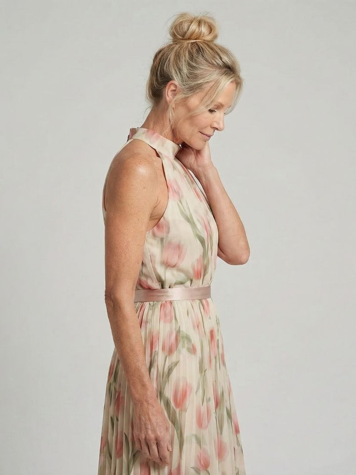 Abito Midi Floreale Aurelle™ con Collo All'Inglese