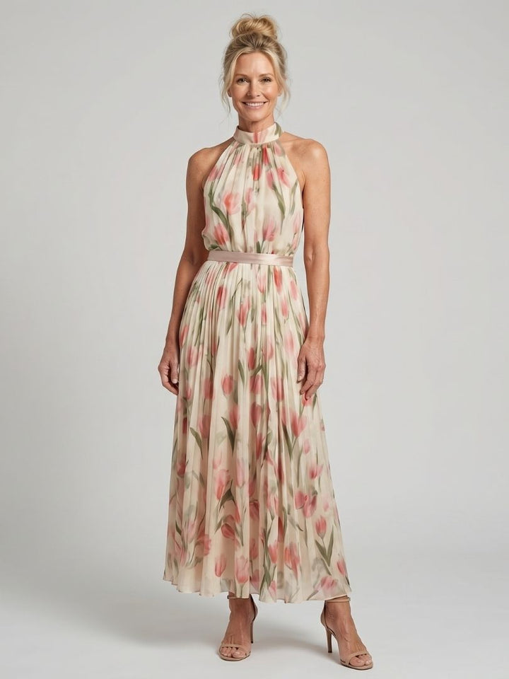 Abito Midi Floreale Aurelle™ con Collo All'Inglese