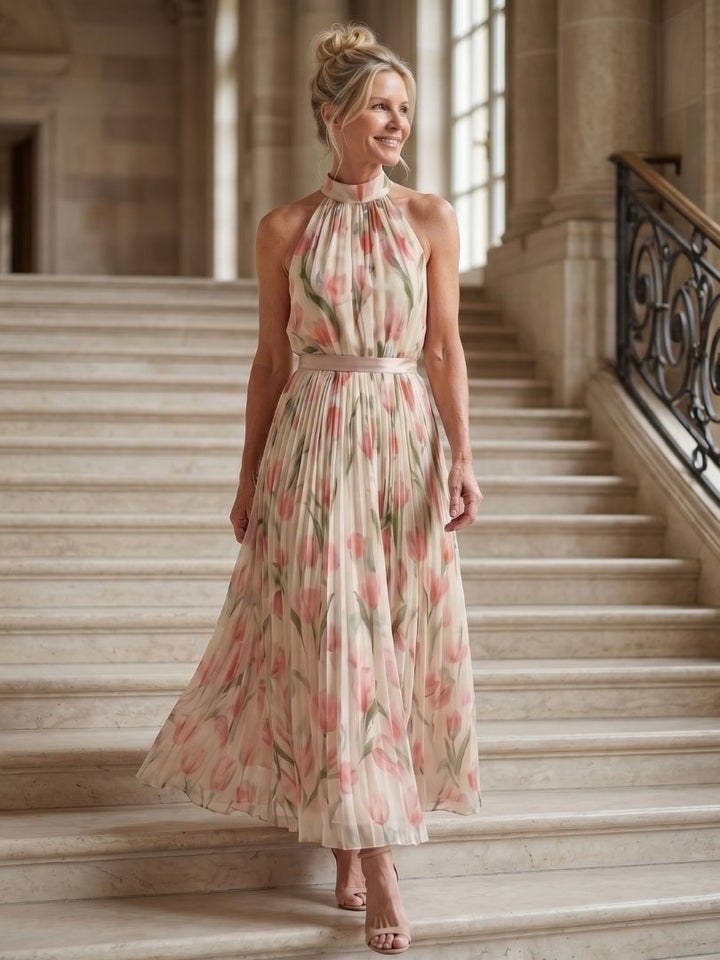 Abito Midi Floreale Aurelle™ con Collo All'Inglese
