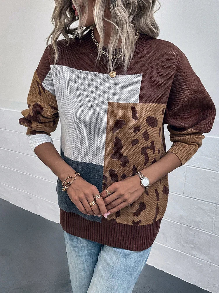 Le clair |  Suéter vintage leopardo patchwork
