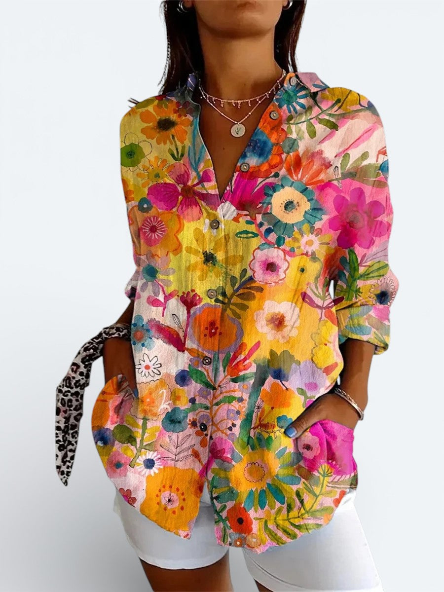 Valeria | Blusa Button-Up Artistica e Vivace