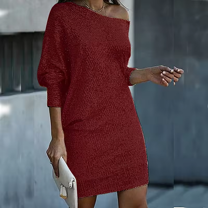 Elegante Abito Mini con Paillettes Off-shoulder