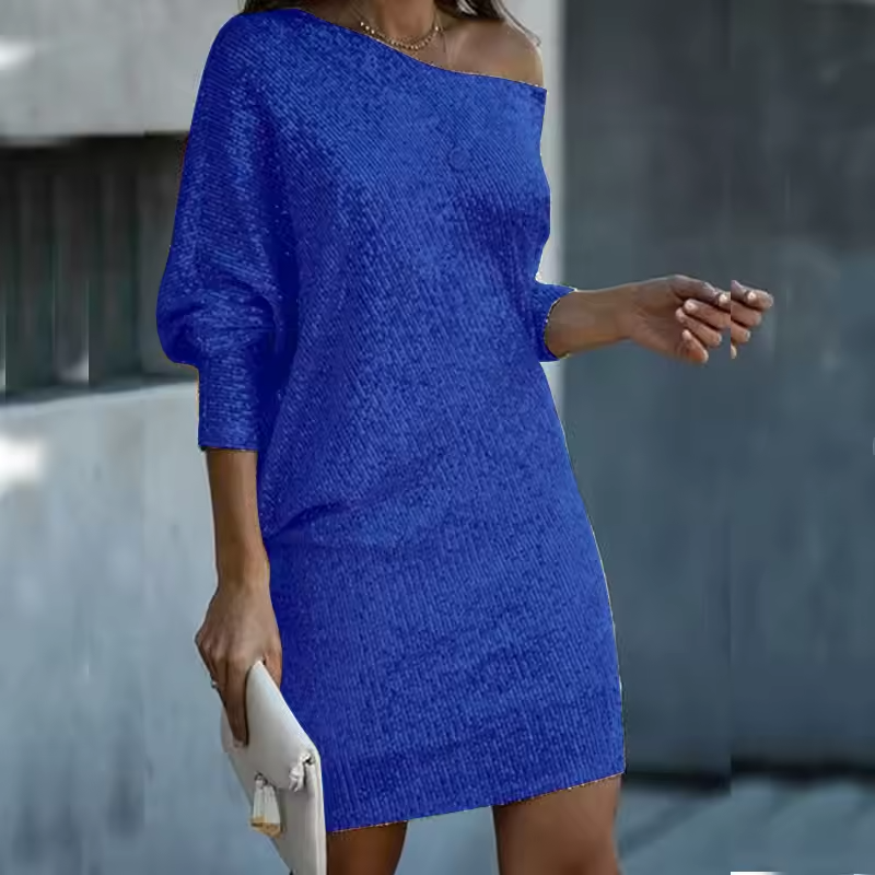 Elegante Abito Mini con Paillettes Off-shoulder