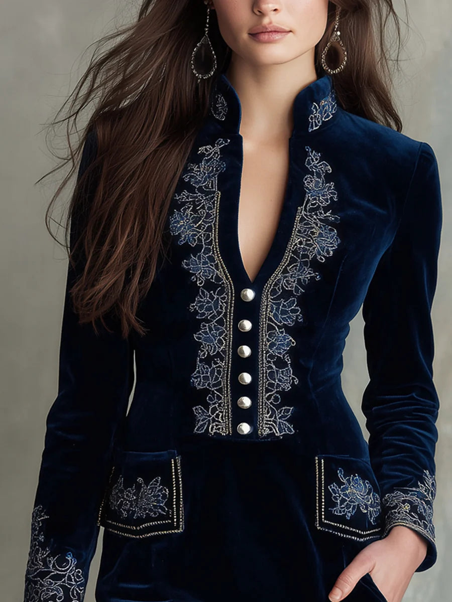 Vestito Mini in Velluto Ricamato Vintage