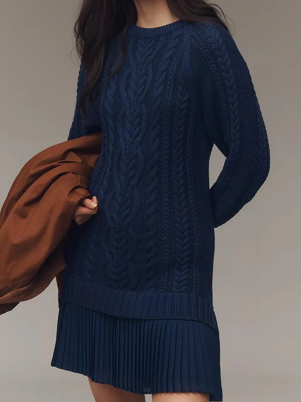 Abito Mini in Maglia Cable Color Avorio