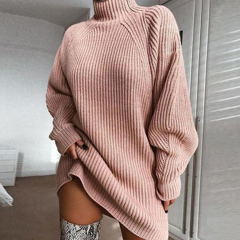 Abito Maglione con Collo Alto e Maniche Raglan