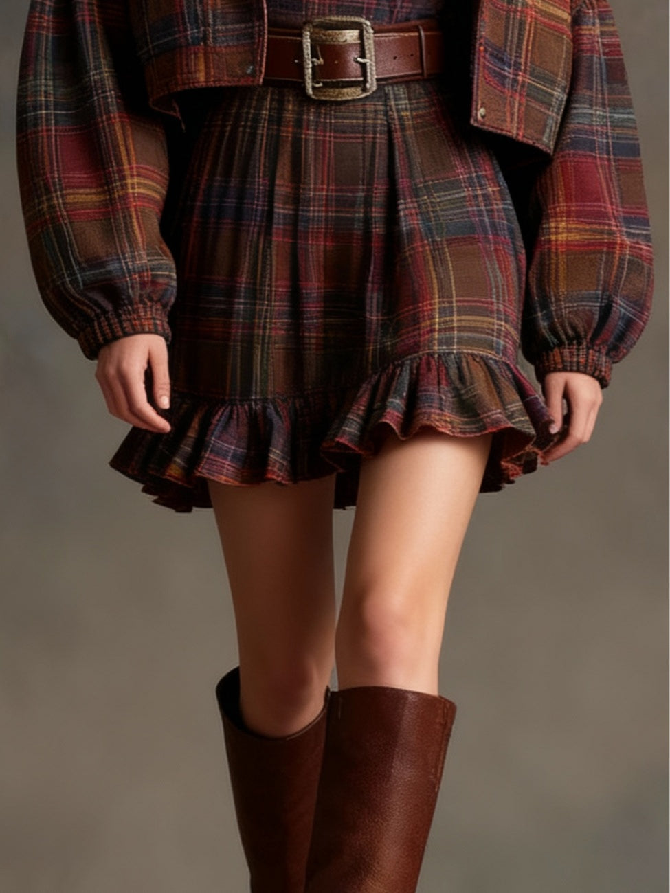 Abito Mini in Velluto a Righe Vintage con Giacca Larga (Include cintura)