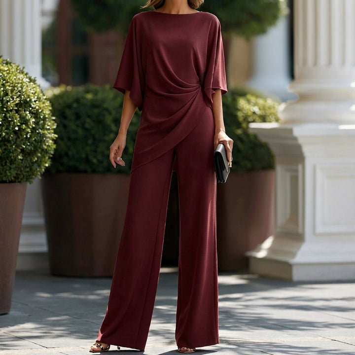 Gabriella | Completo con Blusa Drappeggiata e Pantalone Ampio